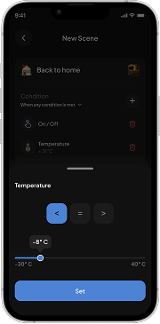 A temperature condition, set with a slider