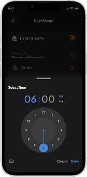 A time condition, set on a clock
